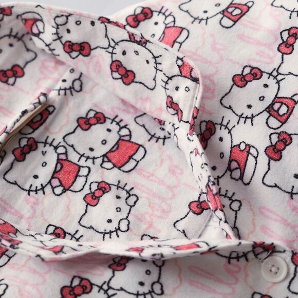 Pottery Barn Teen Hello Kitty Organic Cotton Flannel Pajamas Size Medium New - Picture 2 of 9